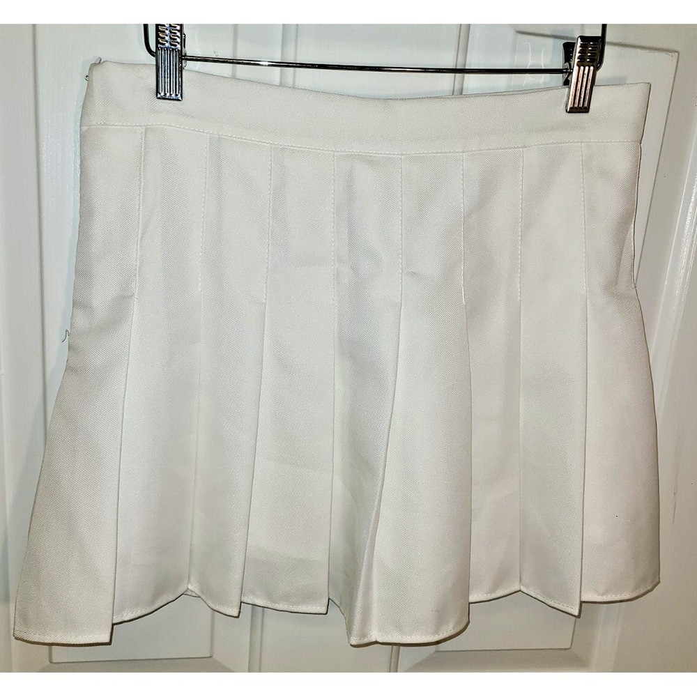 Tennis Skirt Pleated Mini White Schoolgirl Athleisure Style Skorts Sz XL Zipper